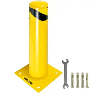 VEVOR Safety Bollard, 36x5.5 Safety Barrier Bollard, 5-1/2 OD 36 Height Yellow Powder Coat Pipe Steel Safety Barrier with 4 Free Anchor Bolts for Traffic-Sensitive AreaVEVOR Super Brand Day