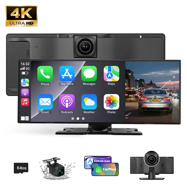 KOUENOM 2026 Upgraded 10.26in Wireless CarPlay Touchscreen Car Video Player, CarPlay Android Auto Media Adapter for iOS & Android Phones, Portable Loop-Enabled Device for Cars, Trucks, School Buses with FM Radio