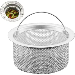 Stainless Steel Kitchen Sink Filter Plug Strainers - Fine Mesh Screen Drain Protector with Pull Rod, Water Pipe Hair Catcher for Kitchen, Bathroom