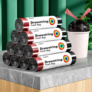 Joybos Strong Drawstring Disposable Odorless Trash Bags Bathroom Trash Can, Strong and durable, Portable Black Joybos-specific Trash Bags for Sensor Touchless Household Items 10 Rolls/150 Counts