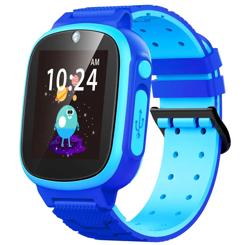 Kids Rechargeable Silicone Digital Smart Watch - Unisex Wearable Device with Camera, Selfie, Video Games, MP3 Player, Pedometer, Alarm Clock, Flashlight, Calculator, 10 Object Sounds - Games & Learn Educational Tech Toy Gift for Ages 3-8 Wristwatch Smartp