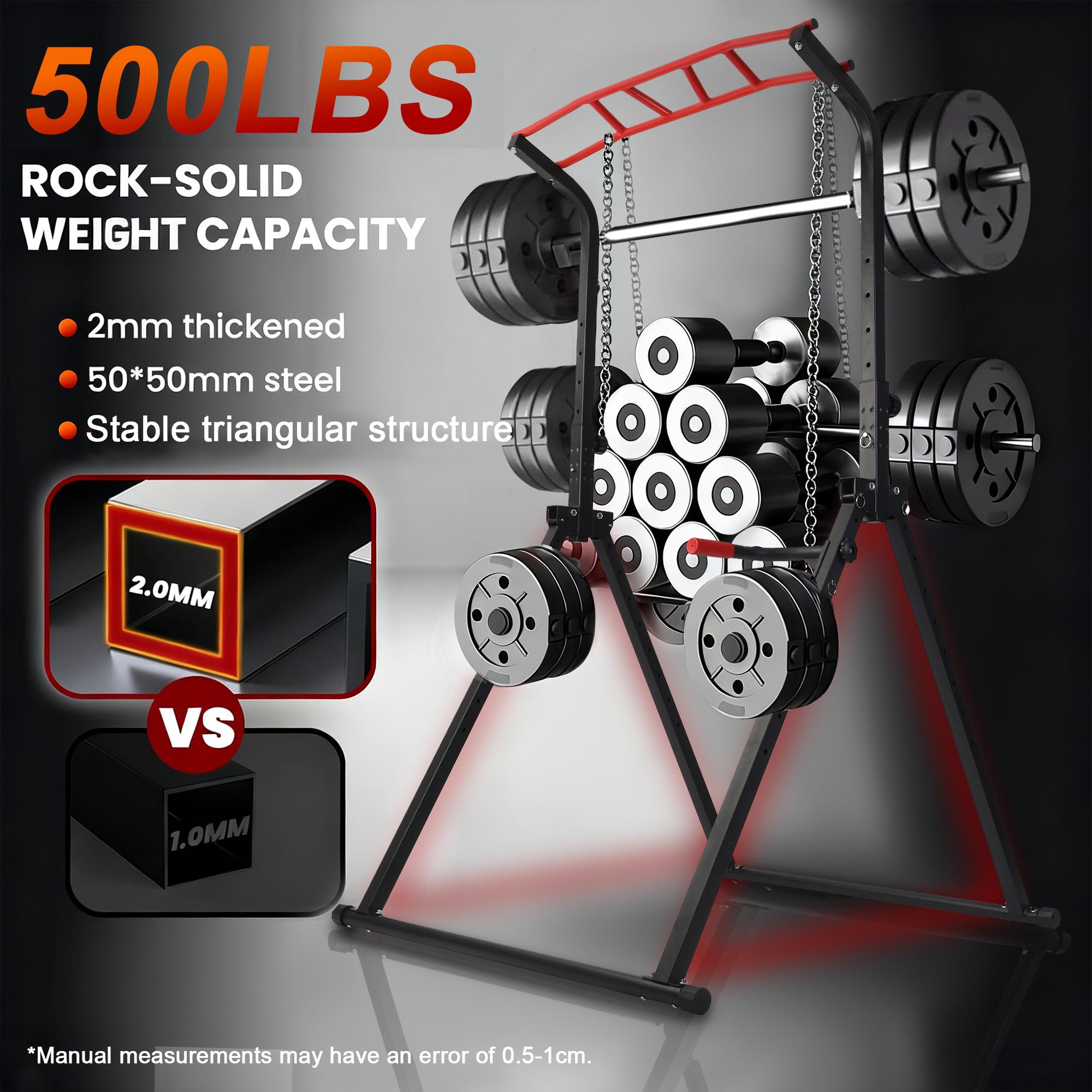 Multi-Function Foldable Pull Up Station Free Standing Dip Bar, Adjustable Height Power Tower, Heavy Duty Home Gym Strength Training Fitness Equipment