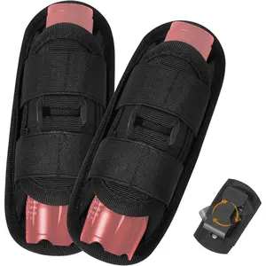 2-piece Tactical Flashlight Holster, 360 Degrees° Rotating Flashlight Storage Bag with Carabiner Clip, Compatible with Duty Belt Flashlight Holder for Police Safety and Outdoor Use