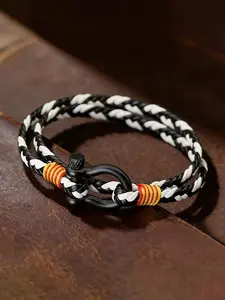 Stylish Woven Leather Wrapped, Two-Tone Multi-Layer Cuff, Retro Handmade Jewelry for Men, Unique Fashion Accessory, Braided Bracelets