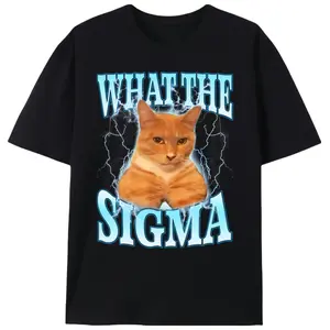 Summer t Shirts ERM, What The Sigma" Meme Cat Graphic T-Shirt - Soft Cotton Blend, Short Sleeve