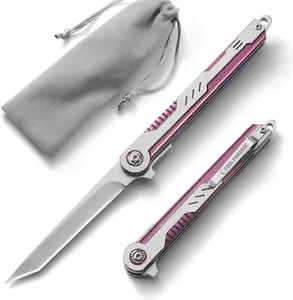 Pink Pocket Knife for Women Men, 3.14 '' 7CR13Mov Steel Tanto Blade Small EDC Knife with Clip, Window Breaker and Liner Lock, Women's Self-Defense Pocket Knife - Cute Girl Survival Tool Pocket & Folding Knives