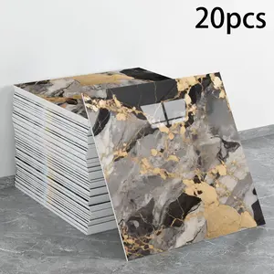 20 pieces of peel-and-stick waterproof marble tile wall panels, each measuring 11.8 inches by 11.8 inches, self-adhesive countertop tiles, PVC wall panels shower tiles, suitable for bathrooms, kitchens, living rooms, white and gray color, Modern