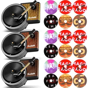 3 Pieces Air Freshener Record Player, Car Vent Clip Car Fragrance Diffusers Clips in Retro Style, 18 Pieces Aromatherapy Tablets Aromatherapy Replacement Pads