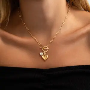 Tewiky Necklace for Women Trendy Layered Pendant Necklaces Dainty Chain Heart Paperclip Snake Necklace Thick T-bar Coin Necklace for Women Jewelry