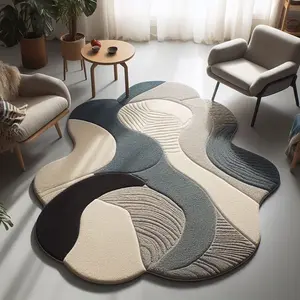 1 pcs. Irregular geometric pattern living room rug, modern and creative rug, washable and machine washable, non-slip, soft and comfortable plush rug, suitable for living room, bedroom, walk-in closet, and study. A perfect gift for friends, Fluffy Area Rug