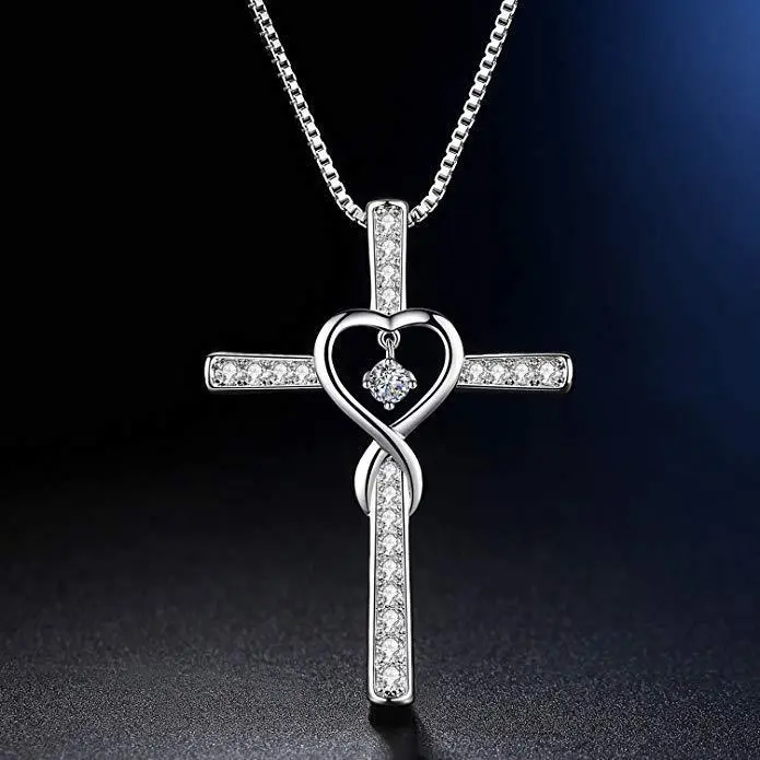 Cross Birthstone Pendant Necklace for men and women moissanite