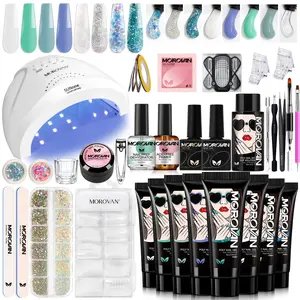Morovan Poly Gel Nail Kit: Starter Kit 8 Colors Poly Nail Gel Kit Best Valentine Gift For Her with U V Lamp 48W Complete Poly Gel Kit for Beginners with Everything Professional