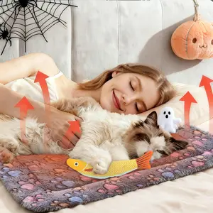 Self Warming Pet Bed, Rock the fish to sleep ，Small Self Heating pet Crate Pad,Warm Fleece Pet Sleeping Mat， Thermal Extra Warm Mat Indoor & Outdoor, Double-sided warmth & Washable self  warming  bed Shaped Beds