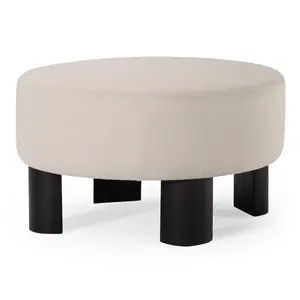 Maven Lane Celia Contemporary Upholstered Ottoman with Refined Black Wood Finish