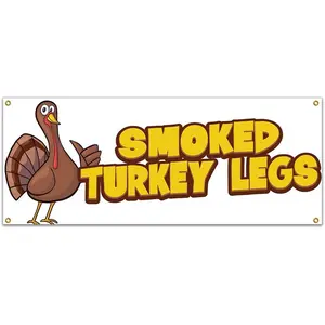SignMission  48 in. Smoked Turkey Legs Banner with Concession Stand Food Truck Single Sided