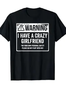 Retro T-Shirt for Men And Women, Graphic T-Shirt, Crew Neck, Short Sleeve, S-XXL, I Love My Girlfriend Design, Men'S Gift, Dad, Husband, Grandpa, Family, Black
