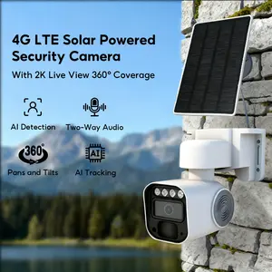 4G LTE Solar Security Camera 2K Color Night Vision 360° Pan & Tilt AI Motion Tracking Two-Way Audio Built-in SIM US Only
