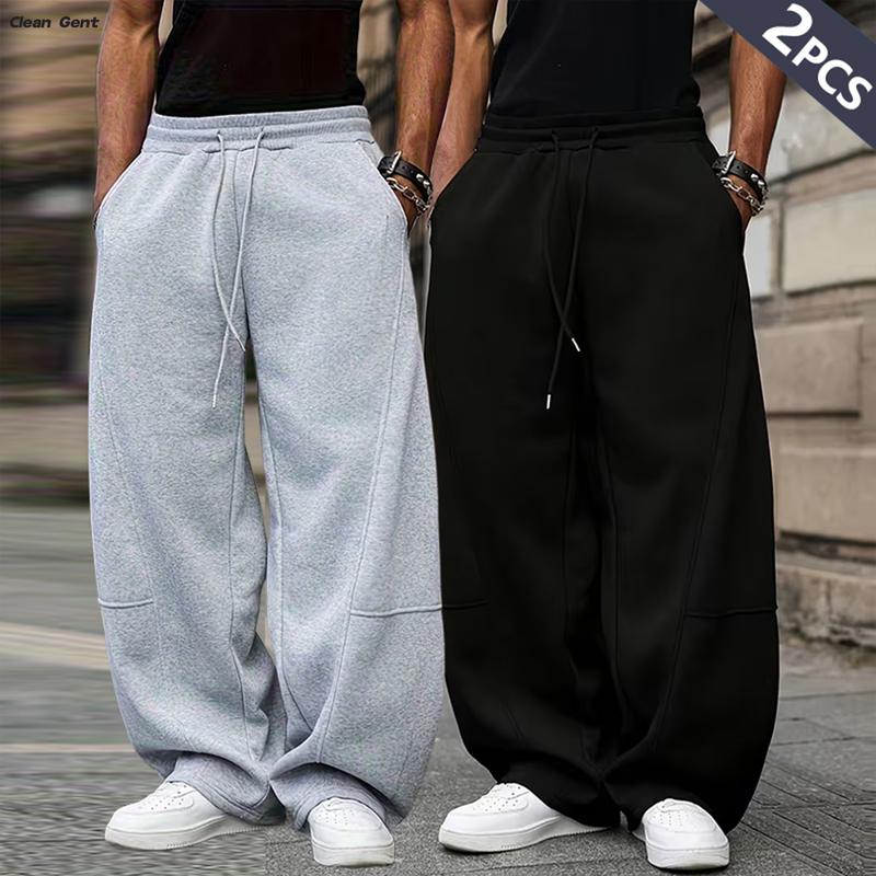 Clean Gent Men's Loose Casual Sports Pants, Stylish Streetwear Joggers with a Variety of Designs, Suitable for Matching with Urban Clothing, Versatile for All Seasons, Everyday Casual Wear, Comfortable and Relaxed Fit with Drawstring Elastic Waist Sweatpa