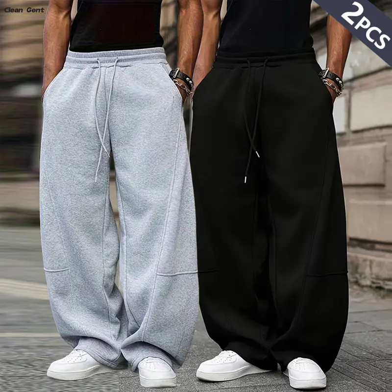 Clean Gent Men's Loose Casual Sports Pants, Stylish Streetwear Joggers with a Variety of Designs, Suitable for Matching with Urban Clothing, Versatile for All Seasons, Everyday Casual Wear, Comfortable and Relaxed Fit with Drawstring Elastic Waist Sweatpa