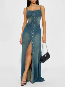 Allie Denim Maxi Dress - Medium Wash