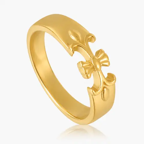 EVRY JEWELS Gold or Silver Plated Stainless Steel Women's Hypoallergenic Cross My Heart Ring