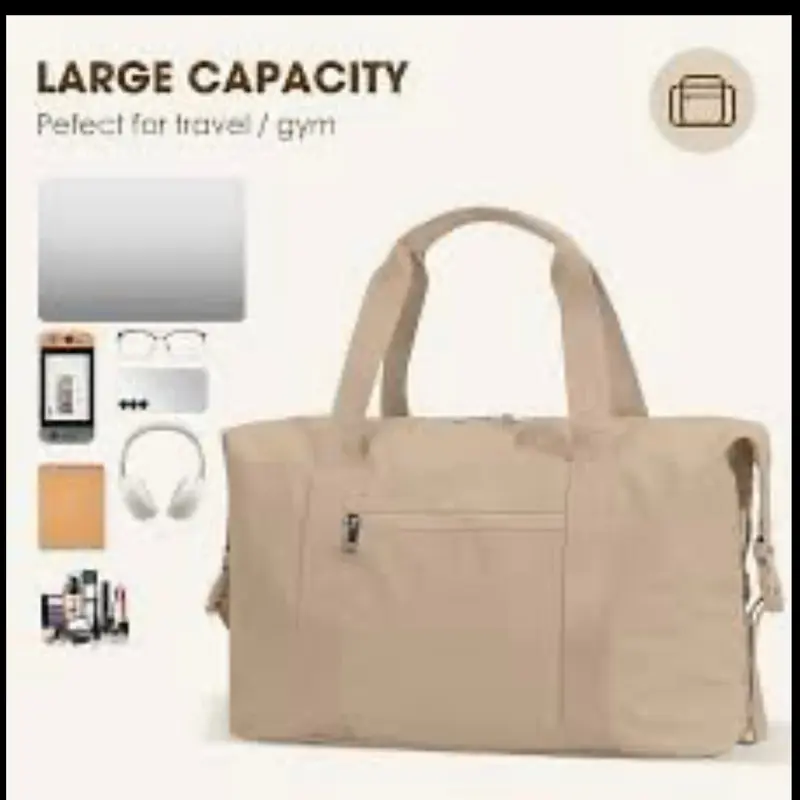 GAYUAPEDIA Large Capacity Beige Travel Duffle Bag - Spacious, Versatile, Durable, Minimalist, Functional, Practical, Neutral, Travel-Ready