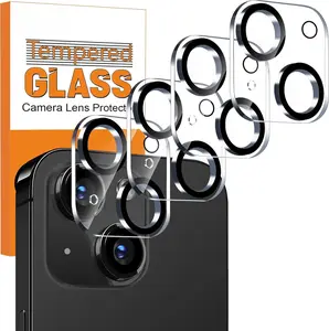 4 Pack Camera Lens Protector for  15 6.1" /  15 Plus 6.7", Tempered Glass Camera Cover, HD Clear, Anti-Scratch,  Adhesion [Does not Affect Night Shots]