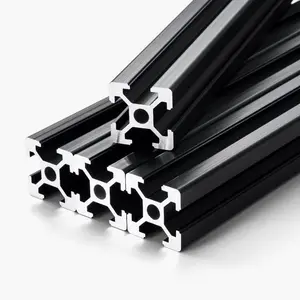 4PCS 47.2 in (1200mm) T Slot 2020 Aluminum Extrusion Profile, European Standard Anodized Linear Rail, High-Strength Extruded Aluminum Rail for 3D Printer, CNC Machine Laser Engraving, Black