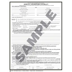 203H - Service and Repair Contract (Pack of 50 Forms)