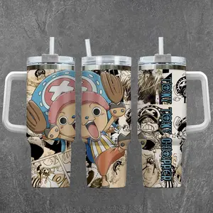 [One Piece] Tony Tony Chopper V2 “Cotton Candy Lover” Straw Hat Doctor 20oz & 40oz Tumbler With Handle – Anime Gaming Stainless Steel Cup, Insulated Iced Coffee Mug, Aesthetic Design, Trendy Drinkware, Daily Use, Fan Favorite, Gift For Otaku & Anime Fans