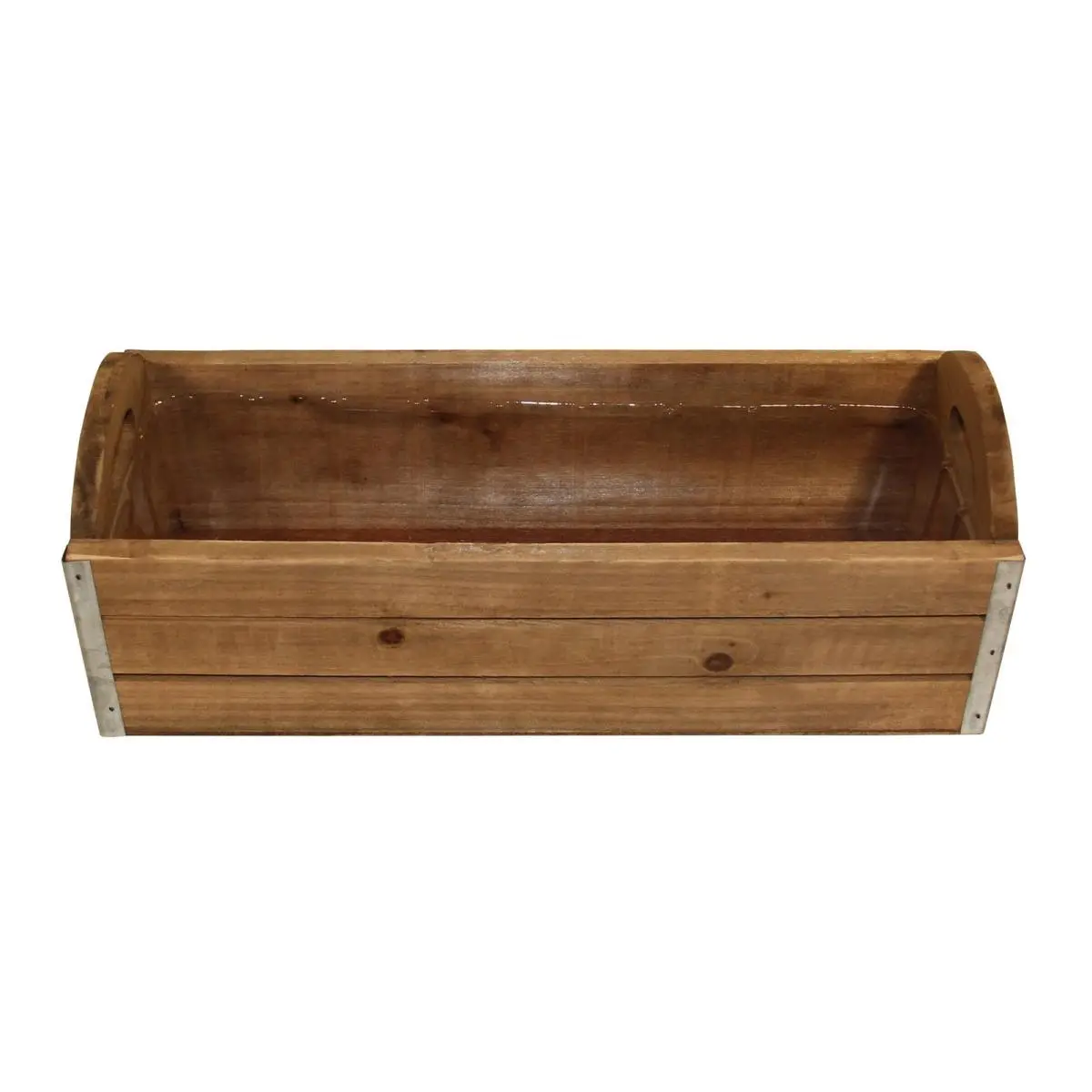 CheungsRattan 4744 Wooden Ledge Planter with Metal Border Accents