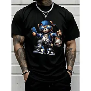 Men'S Simple Style Cotton T-Shirt,Short Sleeve,Ideal For Casual Looks,Cartoon Print Crewneck Regular Fit Casual T Shirt Tops,Cool Graphic T-Shirts For Men Premium Quality Unique Graphic Art Tees,T-Shirt Streetwear Aesthetic Graphic Tee Shirt Men Unisex