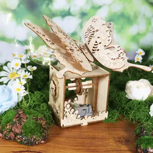 3D Wooden Butterfly Music Box Assembly Kit - Handcrafted 3D Puzzles, Musical Model with Musical Sound, Ideal for Holiday, Birthday Gifts
