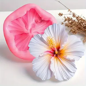 2pcs Hibiscus Candle Molds, Suitable for Resin Casting, Aromatherapy, Gypsum and Clay Crafts - Exquisite Floral Design, Reusable Flexible DIY Molds, Ideal for Jewelry Making, Home Decor, Mother's Day, Wedding & Valentine's Gifts, Resin Art Creation