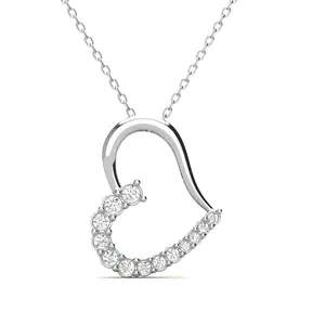 Capri 18k White Gold Plated Silver Heart Necklace with Simulated Diamond Crystals