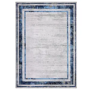 【Christmas Gift】9 x 12 ft Pearl Velvet Dark Blue Rectangular Hallway Bathroom Entryway Kitchen Office Foldable Geometric Modern Washable Area Rug