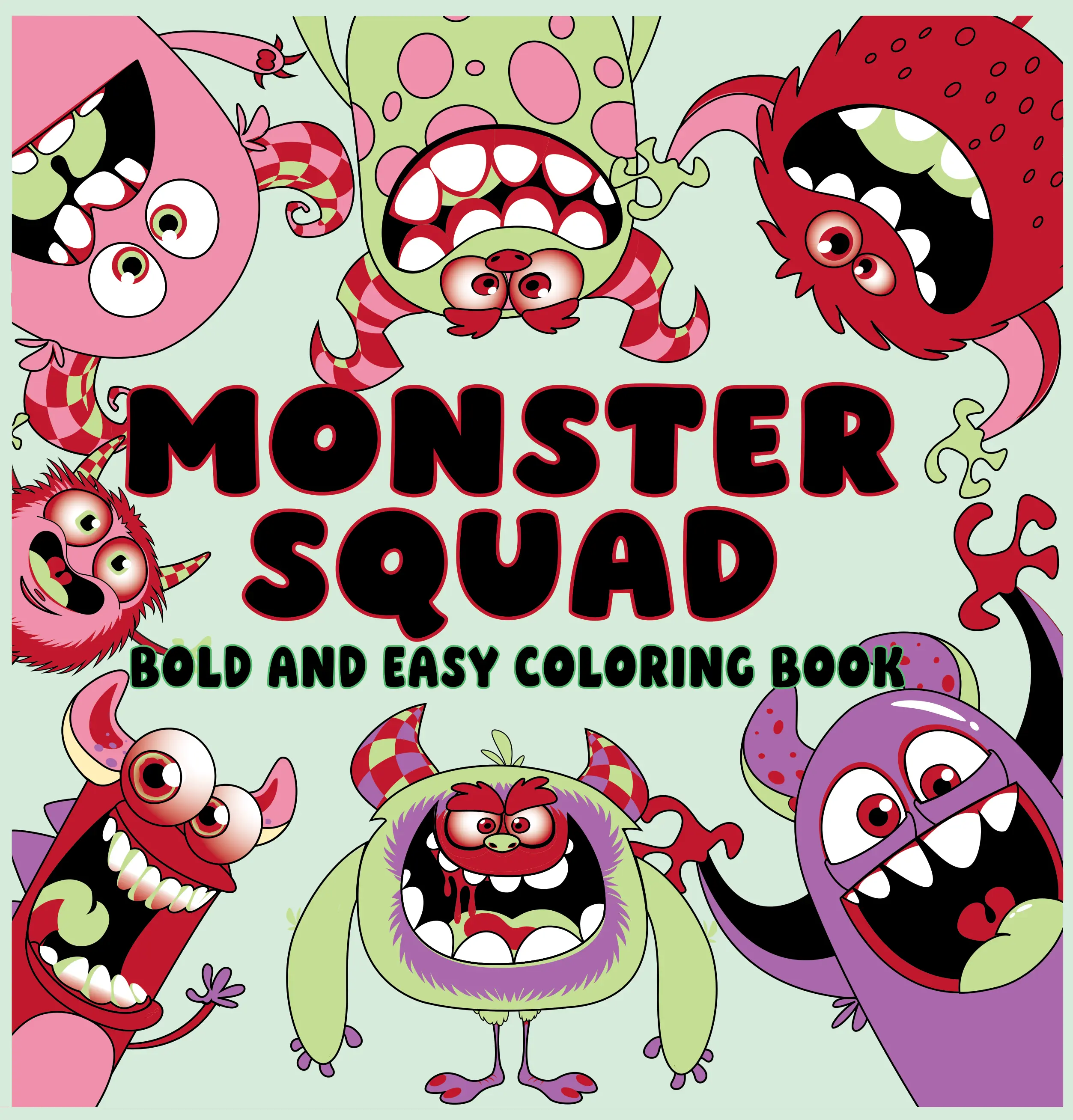 Monster Squad Bold Lines Whimsical Coloring Book - Large Print Pages, Funny Illustrations, Adventures Theme, Mindfulness/Stress Relief, Thoughtful Gift for Teens & Seniors, Office Art Supplies