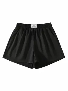 Women's Summer Casual Loose-Fit Drawstring Gym Shorts, Solid Color, Comfortable Fit, Perfect for Outdoor Activities, Solid Sports Shorts