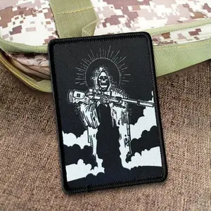 Skeleton Sniper Tactical Morale Meme Patch Military Army Badge Funny Hook Loop Emblem for Backpack Airsoft Gear Vest