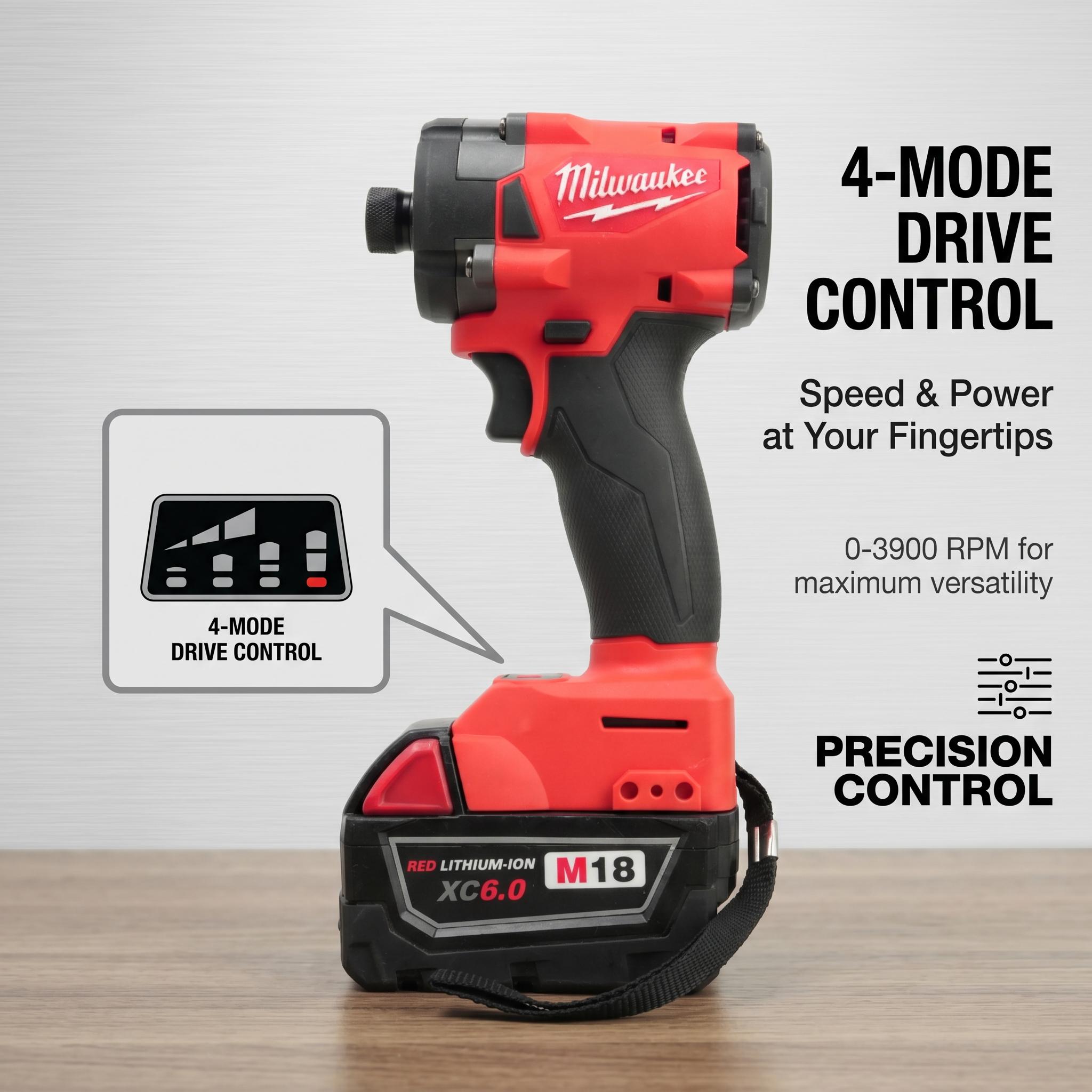 Milwaukee M18 FID3 Compact Spiral Specialty Mechanic Tool - 221 ft-lbs (300 Nm) Torque, 11.4cm Ultra-Short, 1.75kg Light, 4-Speed Control, Battery & Charger Included - For Electricians, Electrical & Framing Work