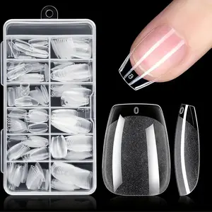 Short Ballet Shaped Fake Nails, 240pcs/box Transparent Soft Acrylic False Nails, Press On Nails False Nail Tips for Women & Girls DIY Nail Art