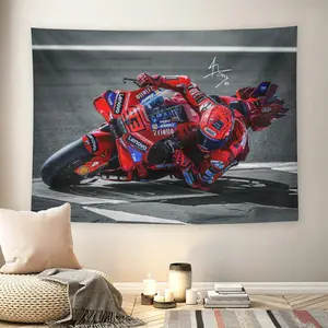MotoGP Racing Wall Flag, Red Ducati Print, Mid-century Modern Black Flash Manga Style, Motorsport Aesthetic, For Adult Fans, Man Cave Decor, Living Room, Bedroom, Racing Fan Tapestry