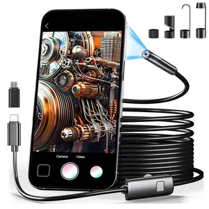 Professional 1920P HD Industrial Borescope Kit, Semi-Rigid C-Type Probe Dual Mode System, 8-Core LED Light Camera, Plug & Play iOS Android Windows Platform Support, IP67 Waterproof Flexible Tube, Multi-Function Auto Pipe Inspection Tool