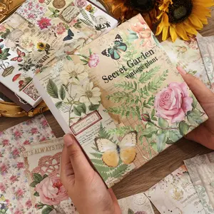 Vintage Botanical Scrapbooking Supplies Kit Secret Garden Aesthetic Flower Scrapbook Kit for Bullet Junk Journal 12 Rolls Washi Tape Stickers Papers for DIY Journaling Supplies Craft Gift for Girl Kid Women