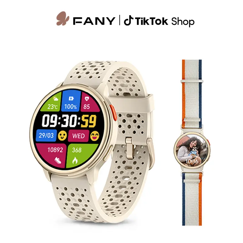FANYAR 02 Universal AI Technology Smart Watch - Wearable Device, 1.27in AMOLED Full Touch Clock Display, IP68 Waterproof, Silicone Band, Bluetooth Music Player, 1.1Wh Battery, Sleep Monitor, Distance Tracker, Phone Call & Text Support for iOS/Android tech