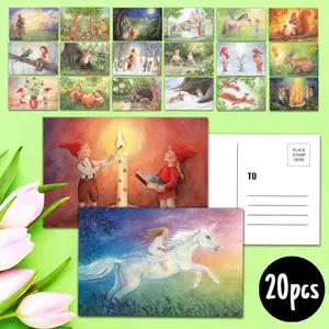 20pcs Upgrade thicken Watercolor Forest Cute Foxes and Squirrels All Occasion postcard, unique Everyday gift for family & friends, congratulate, thank you