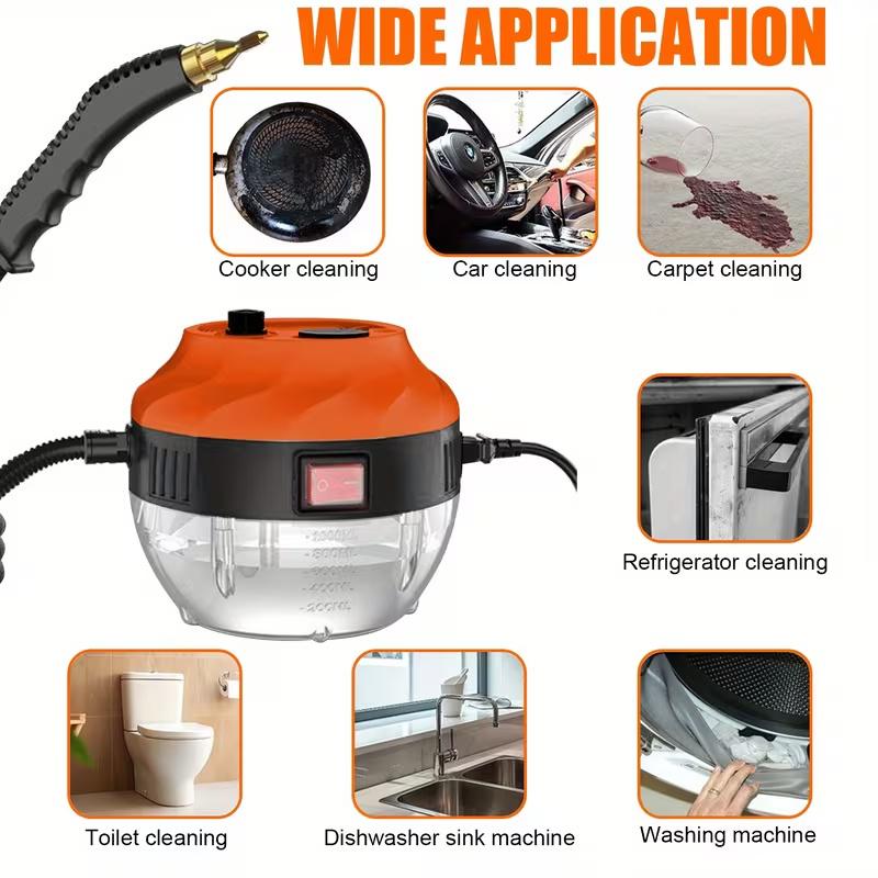 Pressurized Handheld Multi-Surface Natural Steam Cleaner with 9pcs Replacement Parts , Multi-Purpose Steamer for Home Use, Kitchen and Car