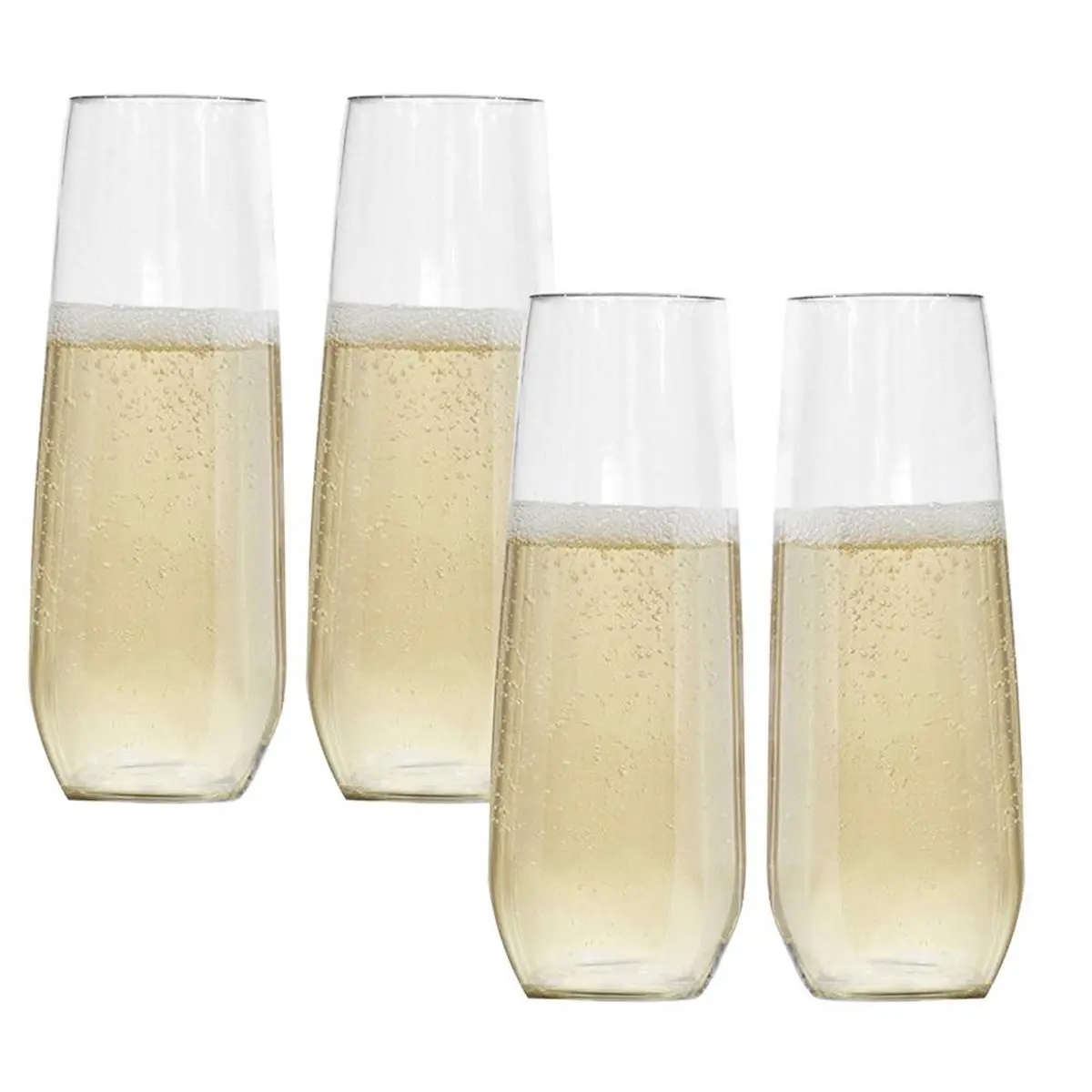 212 MAIN Unbreakable Tritan 8oz Stemless Champagne Flute, Plastic Kitchenware Drinkware, 4-Pack Set, Four Pack