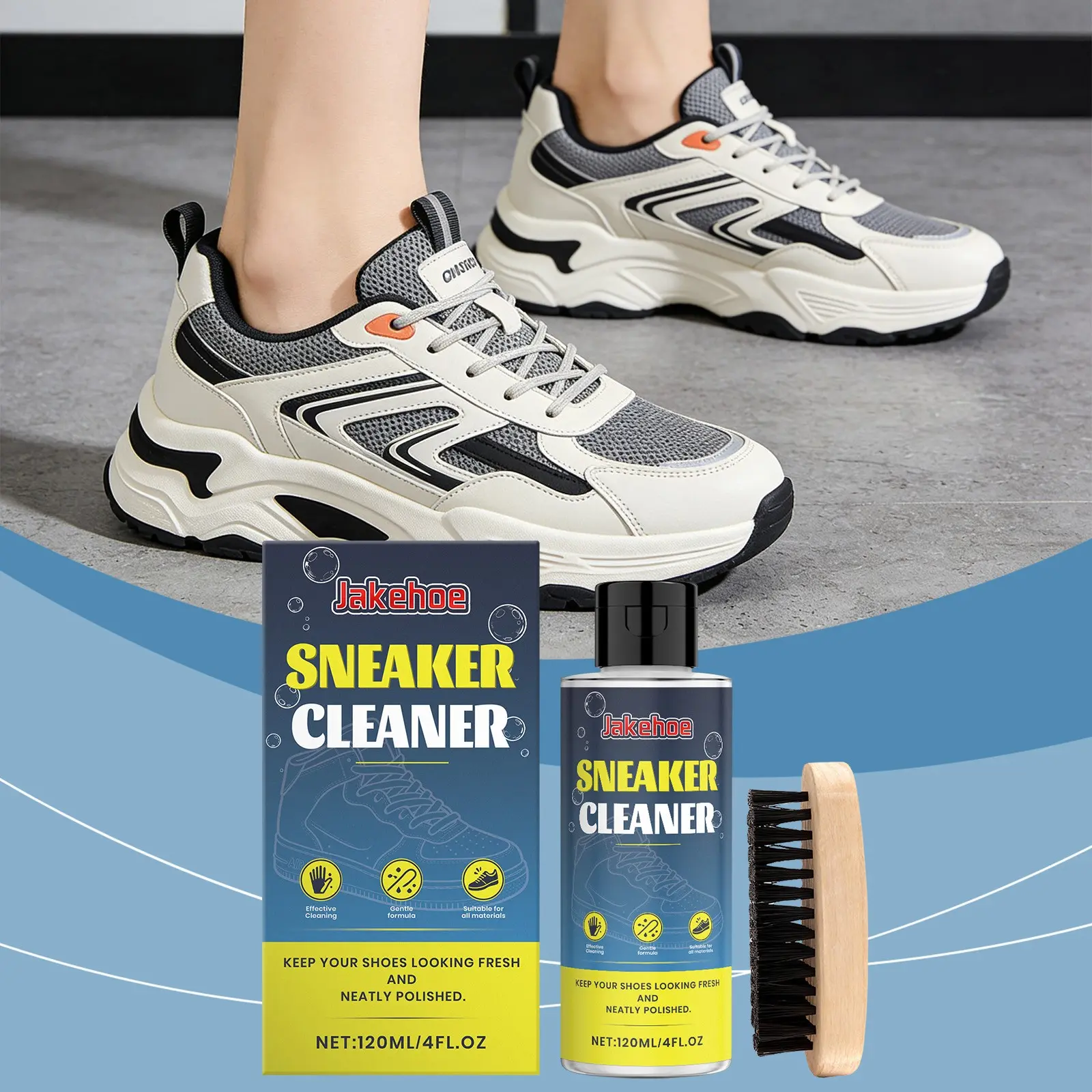 Jakehoe Shoe Care Kit, Daily Maintenance & Stain Removal, Gentle Multi-Purpose Cleaning Set, Essential Footwear Accessories
