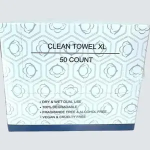 XL Disposable Facial Cleaning Towelette, 100% Degradable, Fragrance & Alcohol Free Dry Wipes, 50 count, 1 pack Makeup Makeup Remover